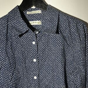 Orvis Long Sleeve Button Up Shirt Women’s 12 Black Polka Dots Office capsule